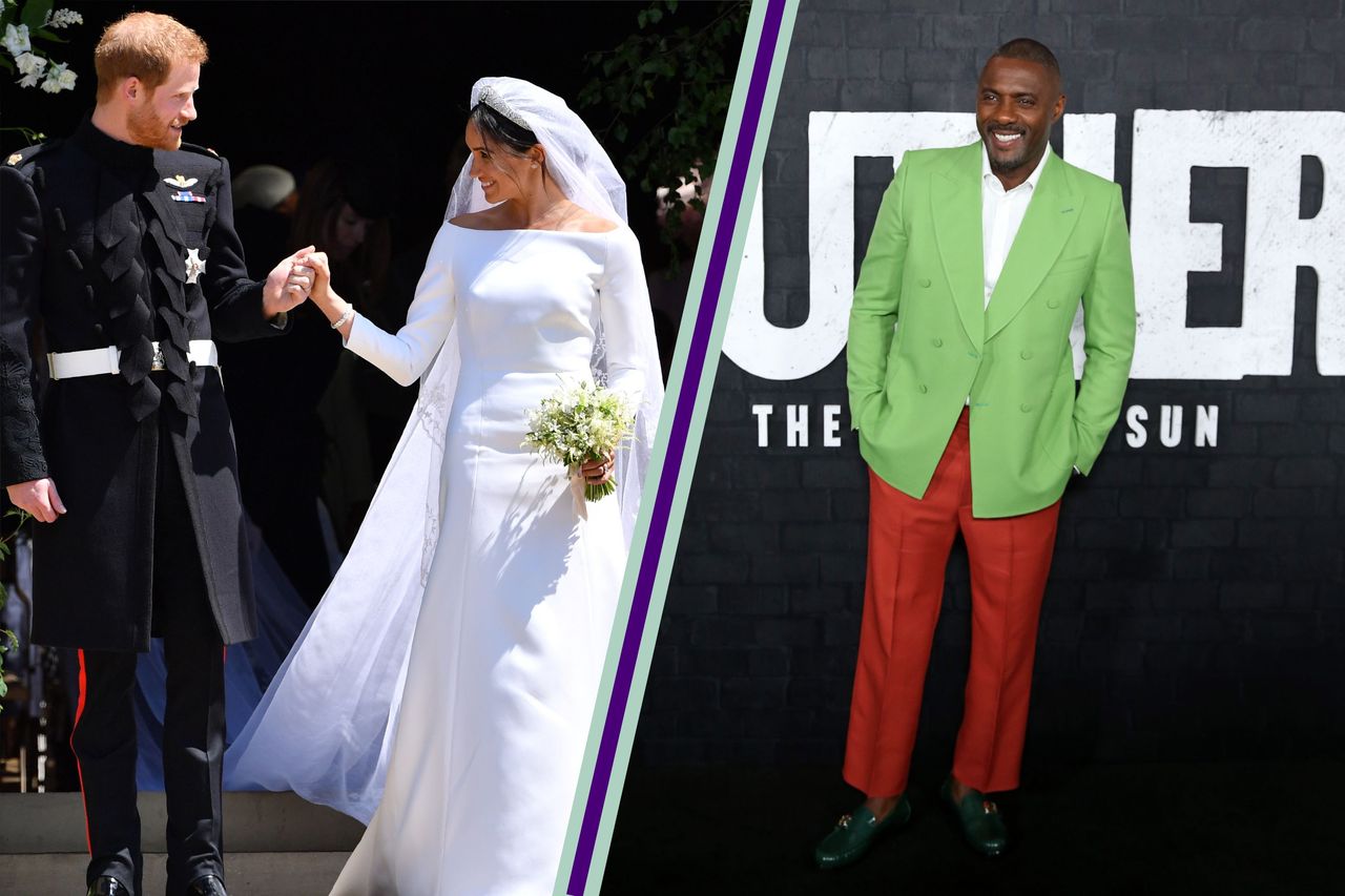 Prince Harry and Meghan Markle with Idris Elba