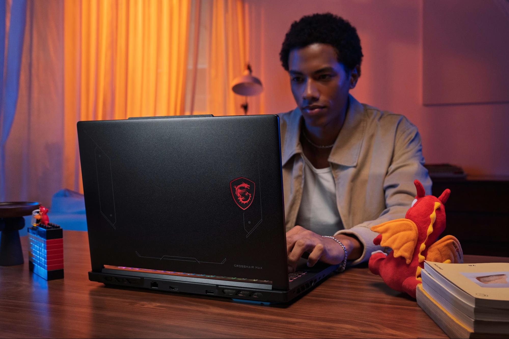 MSI Crosshair 16 Max HX gaming laptop running a game
