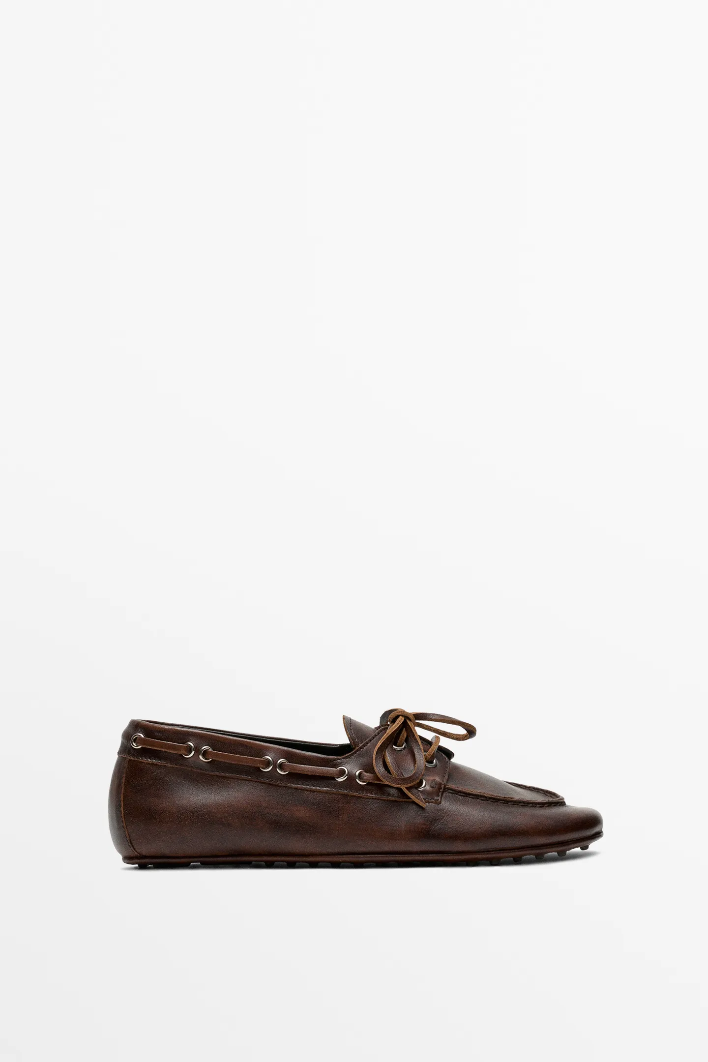 Massimo Dutti, Leather Lace-Up Boat Shoe
