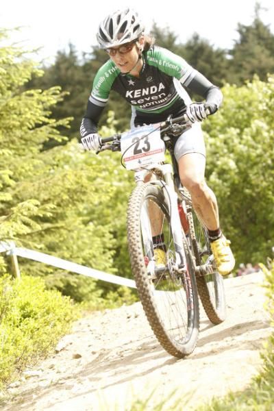 Mary McConneloug racing in Offenburg at the World Cup