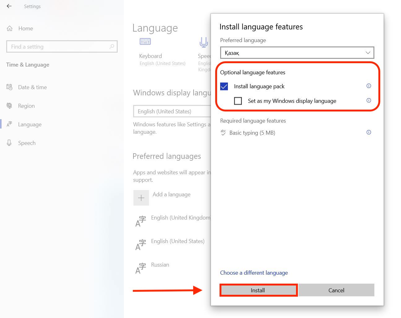 How to change keyboard language in Windows - install language pack