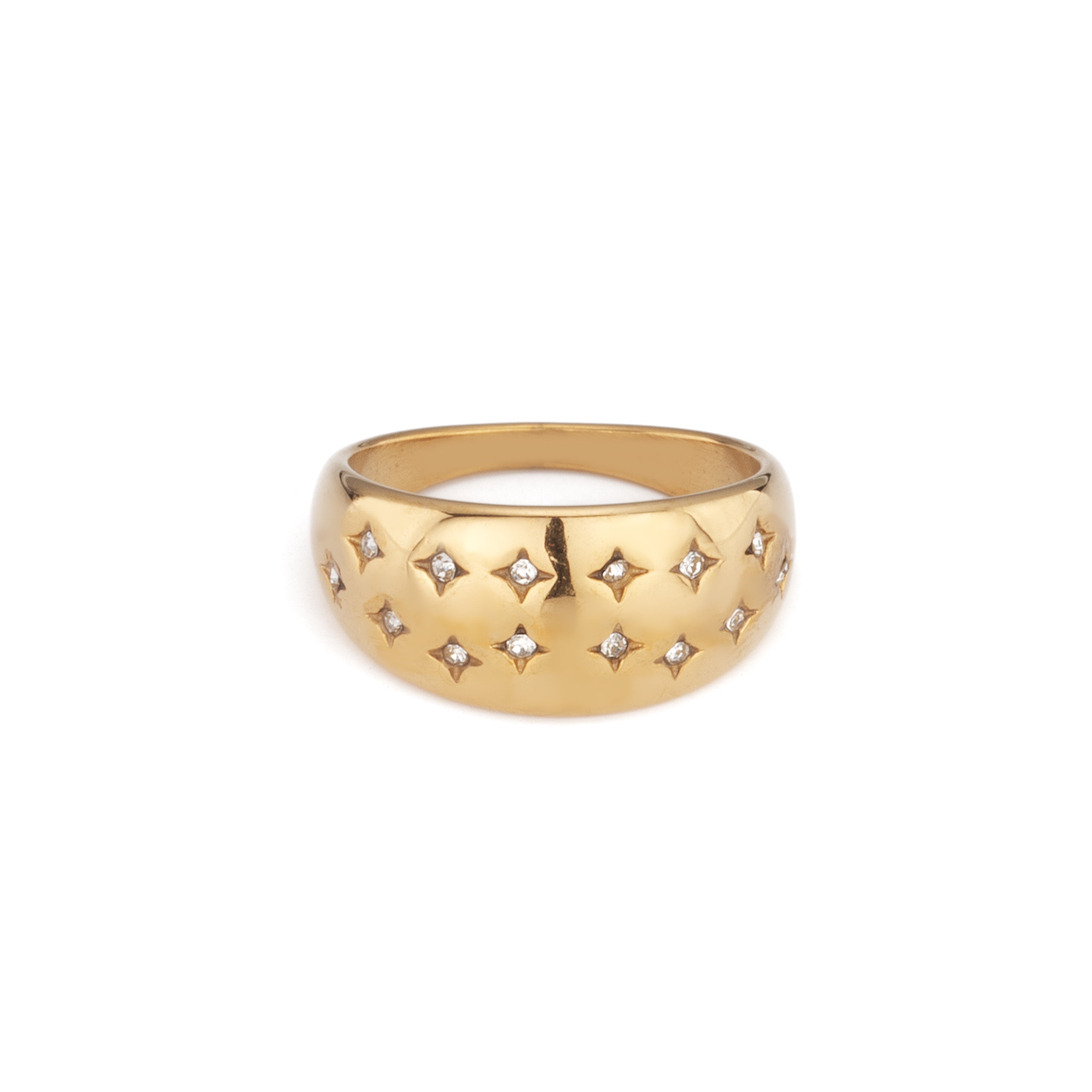 Isabel Gold Crystal Chubby Star Ring Size L