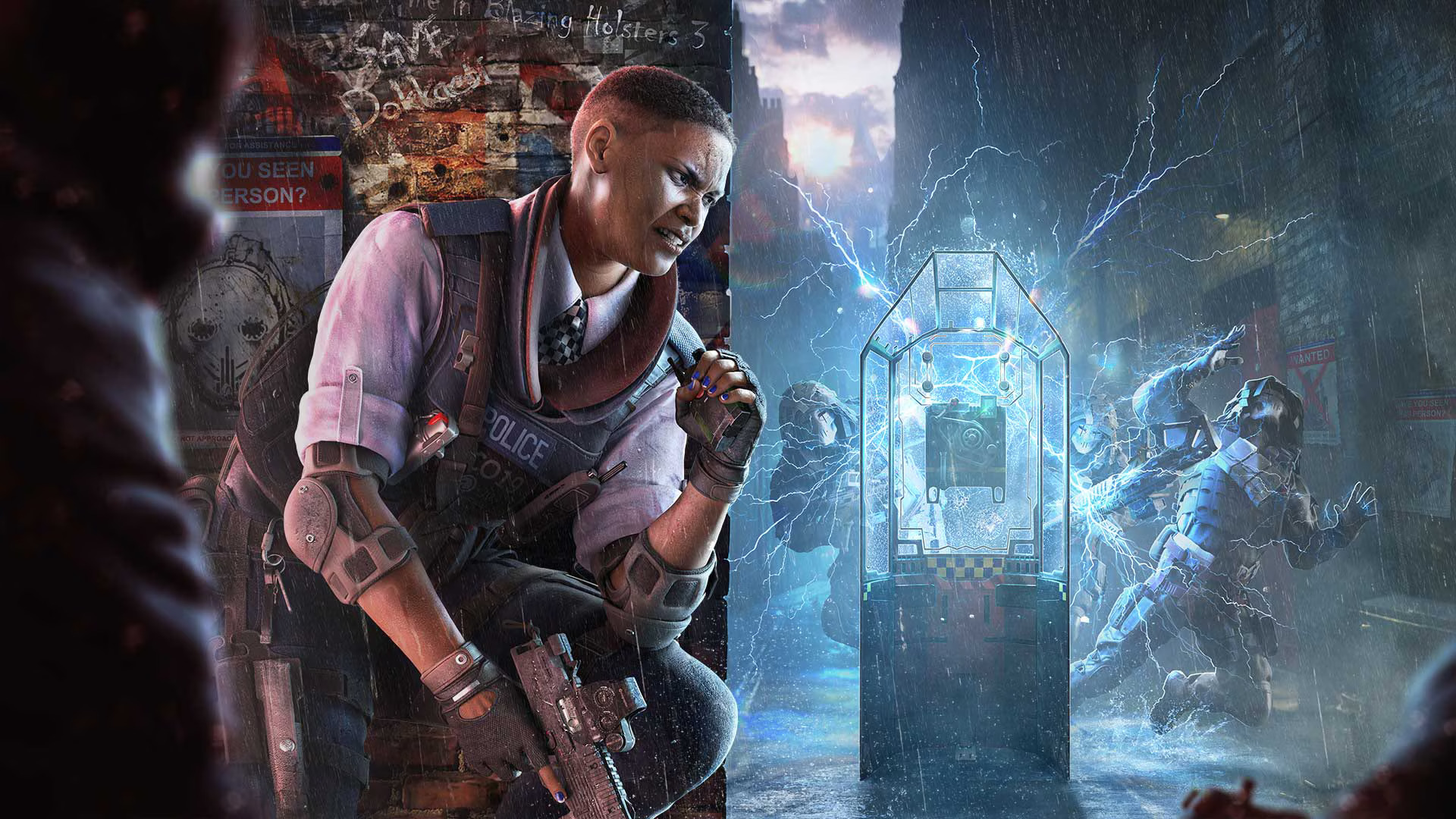 Key art for the operator Clash in Rainbow Six Siege X, showcasing the shock pulse shield