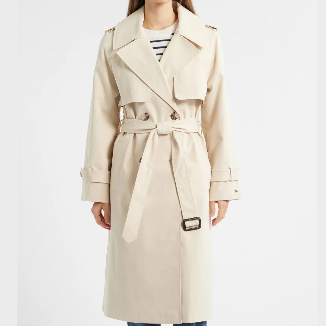 Tommy Hilfiger Cream Longline Trench Coat