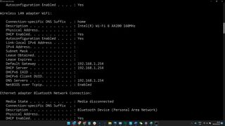Windows 11 command prompt with network info displayed