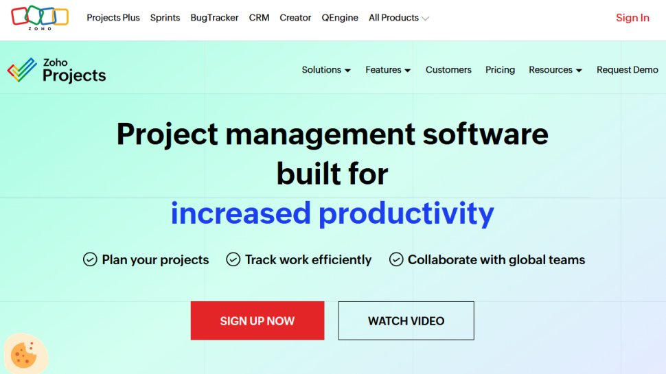 Zoho Projects website screenshot (March 2026).