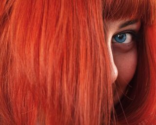 Woman with red hair.
