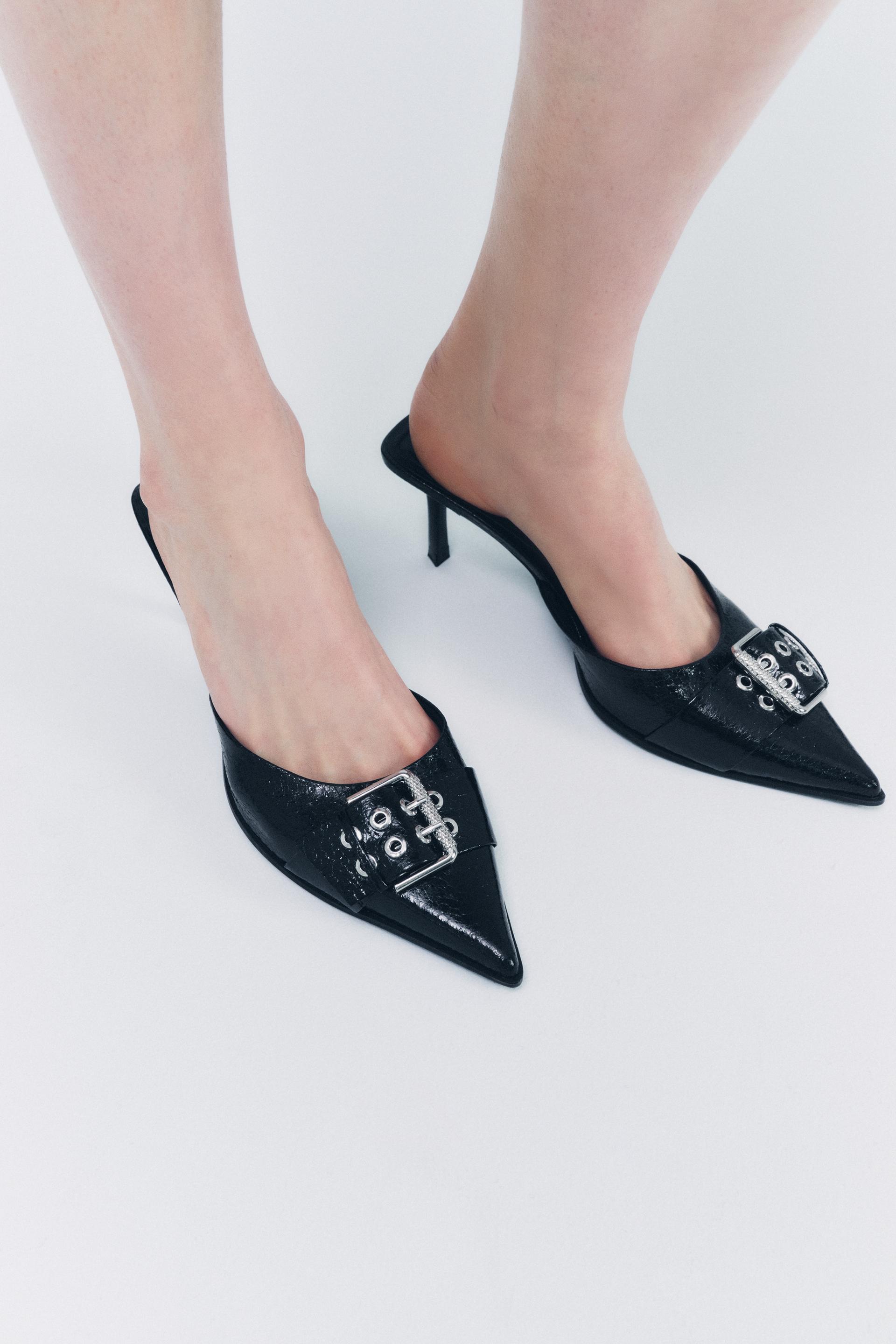 Heeled Mules With Buckle Detail