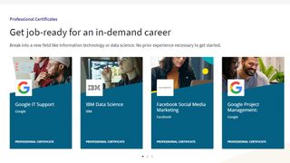 Screenshot of professionally accredited courses available on Coursera