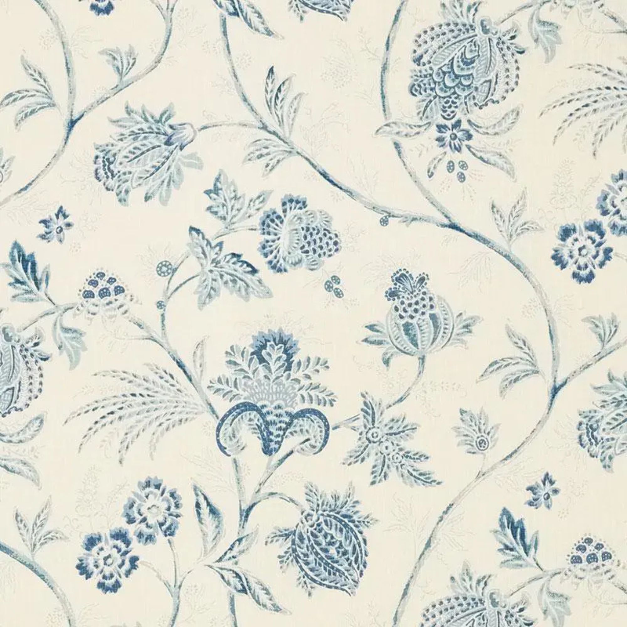 Schumacher X Mark D. Sikes Chinoiserie Vine in China Blue Fabric