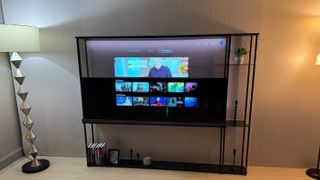 The LG OLED T transparent TV at CES 2024.