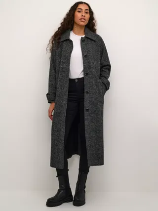 Kaffe Fabiola Wool Blend Coat, Black/grey