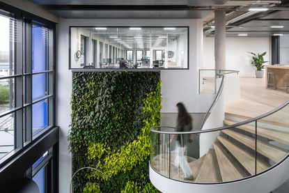 lobby and staircase at Schwalbe Hybrid Building by Archiproba