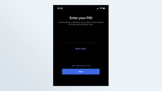 A screenshot of the PIN creation page in the Signal iOS app.
