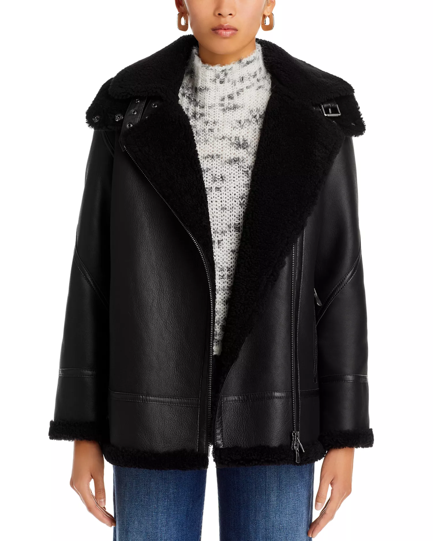 Martina Shearling Moto Coat