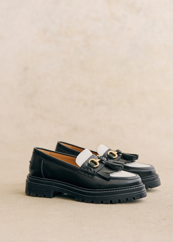 Amy Loafers - Black Ecru - Bovine Leather - S&amp;eacute;zane