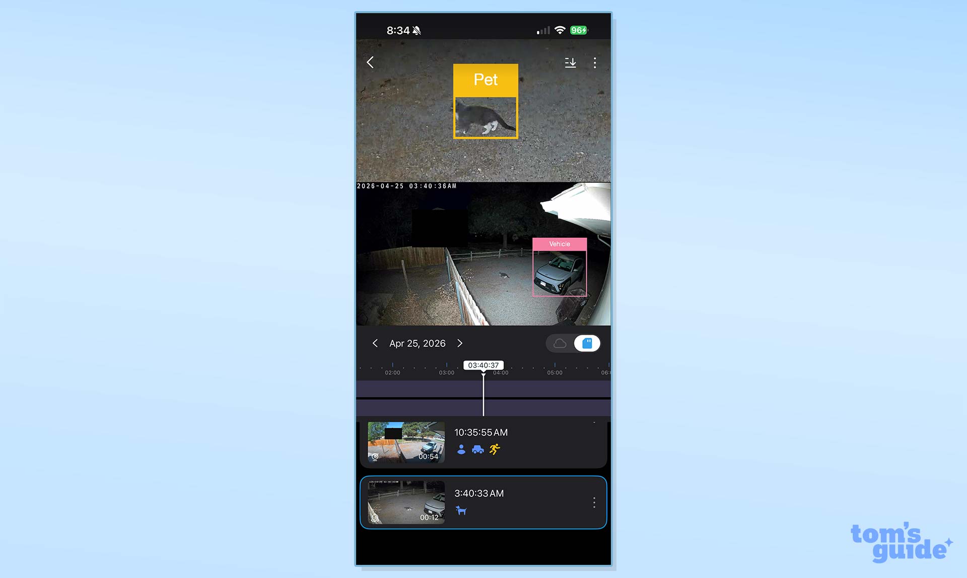 Screenshot from the TP-Link Tapo C675D security camera app