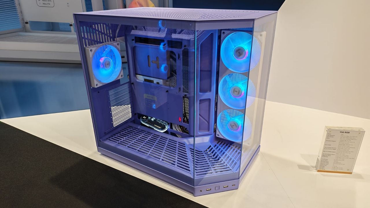 The purple colorway of the HYTE Y50 RGB