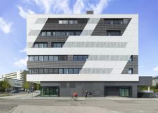 Grey and black center for advanced mobility building in germany