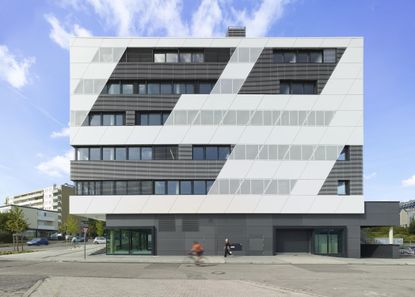 Grey and black center for advanced mobility building in germany