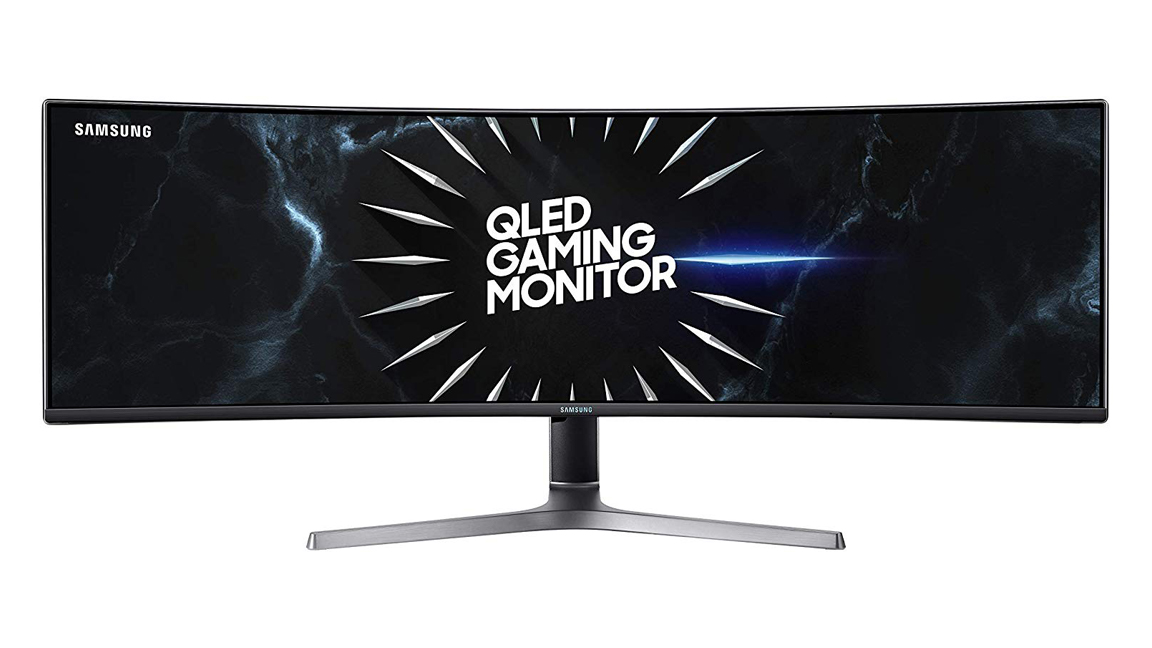 The ultra wide Samsung CRG9 from the front on a white background
