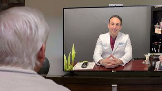 A patient talking to a doctor on their LG TV