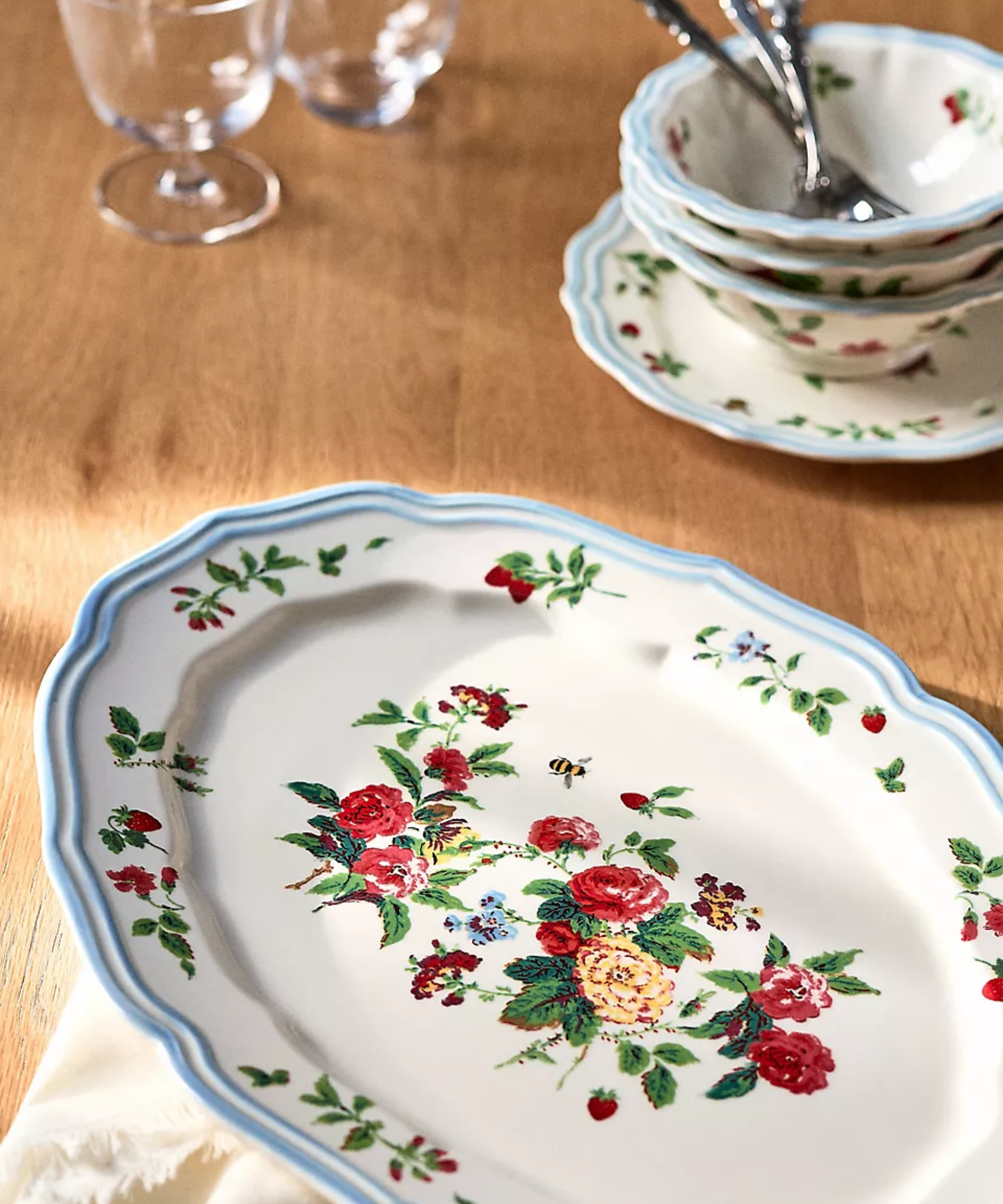 vintage inspired tableware with floral motifs