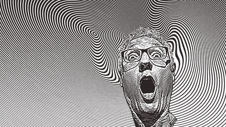 man face in black and white lines