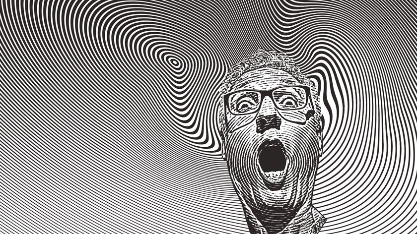 man face in black and white lines