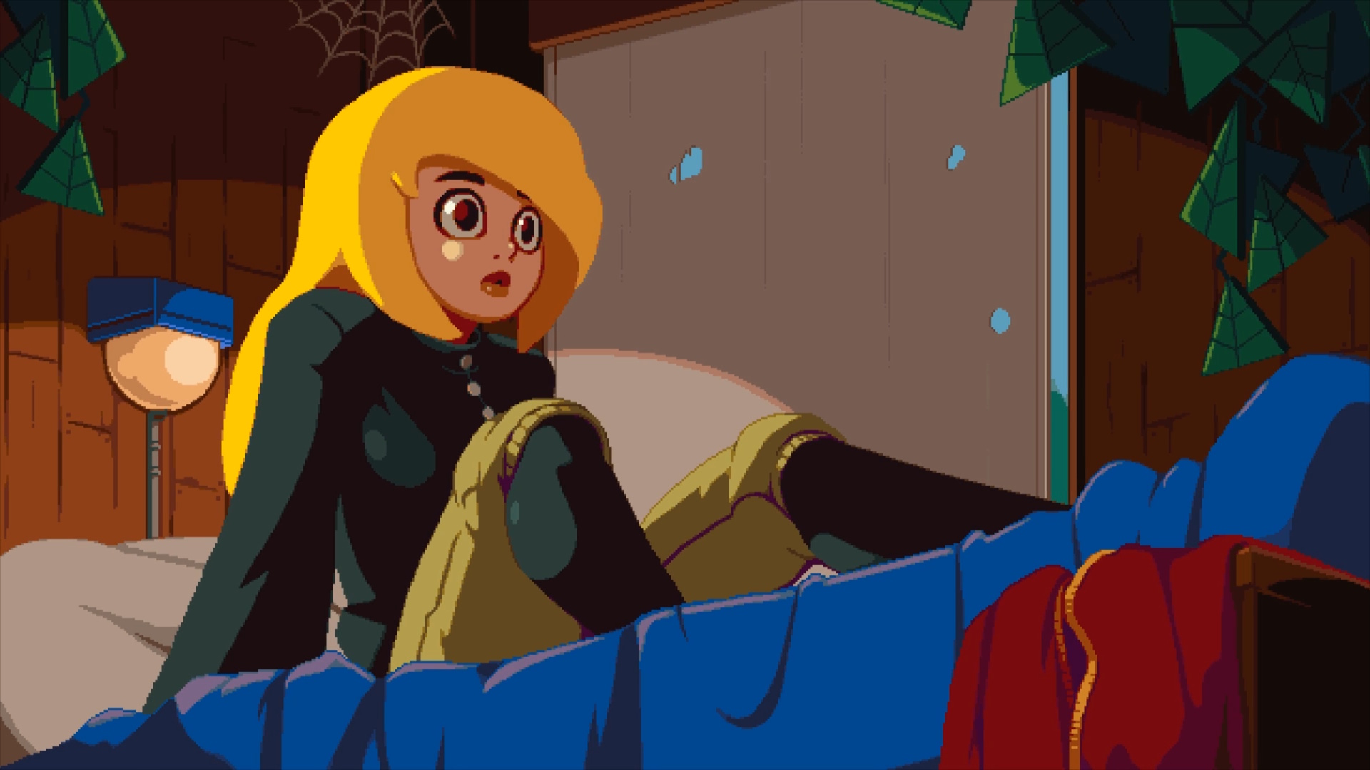 Iconoclasts hero Robin sits on a bed