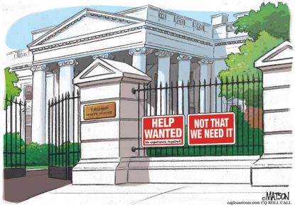 Political cartoon U.S. Trump White House revolving door