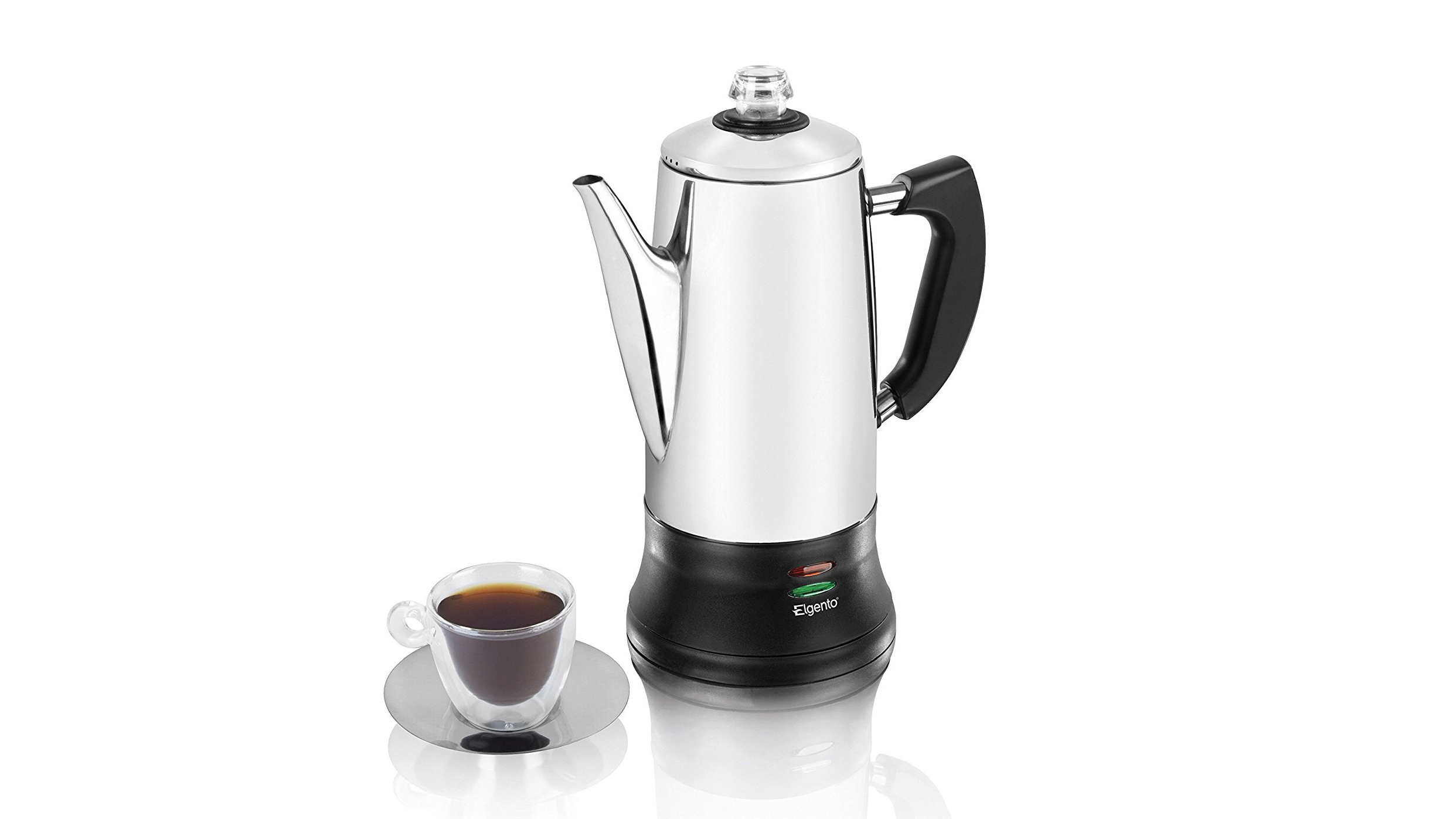 Elgento 12 Cup Stainless Steel Coffee Percolator on white background