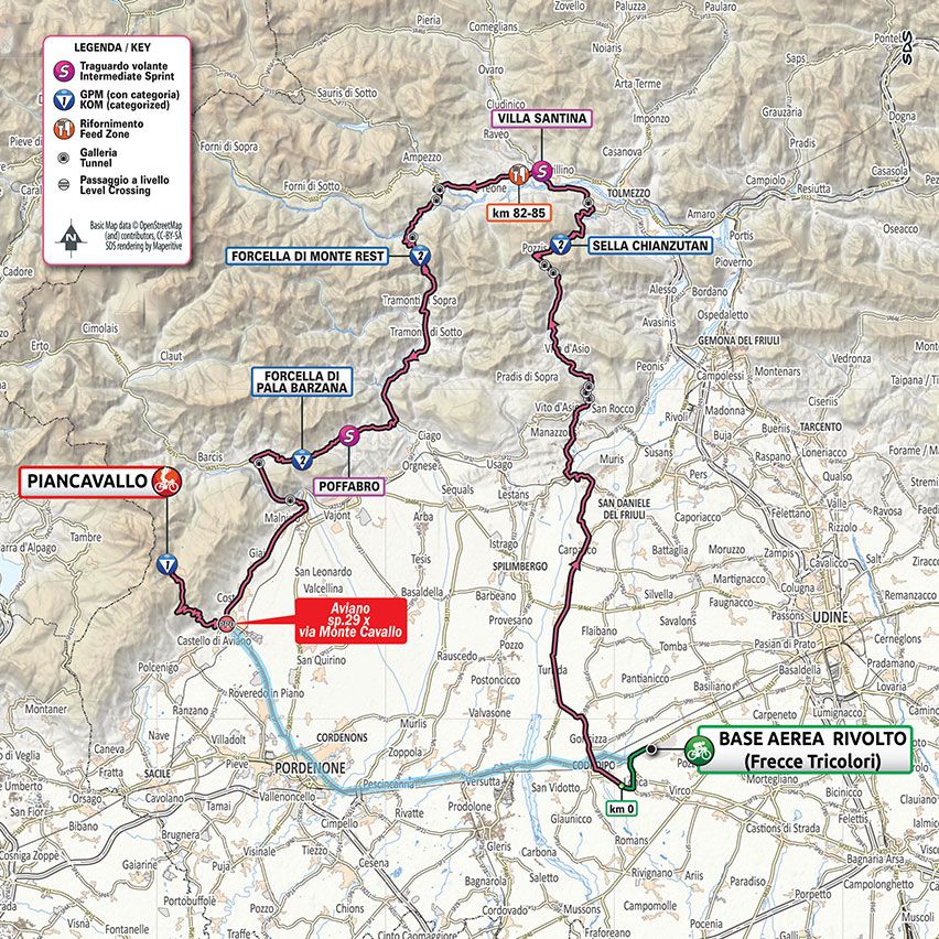 2020 Giro d'Italia stage 15 map