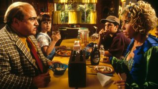 The Wormwood family sit down for dinner in Matilda.