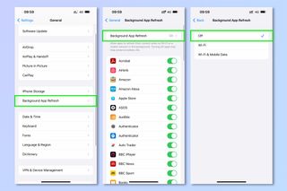 Screenshots showing how to save battery life on iPhone