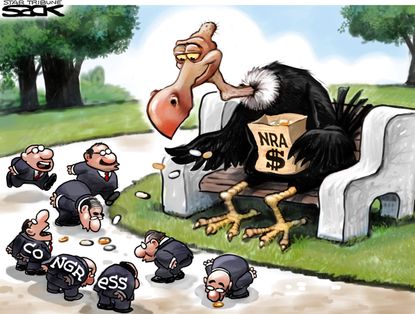 Political cartoon U.S. Congress and the NRA