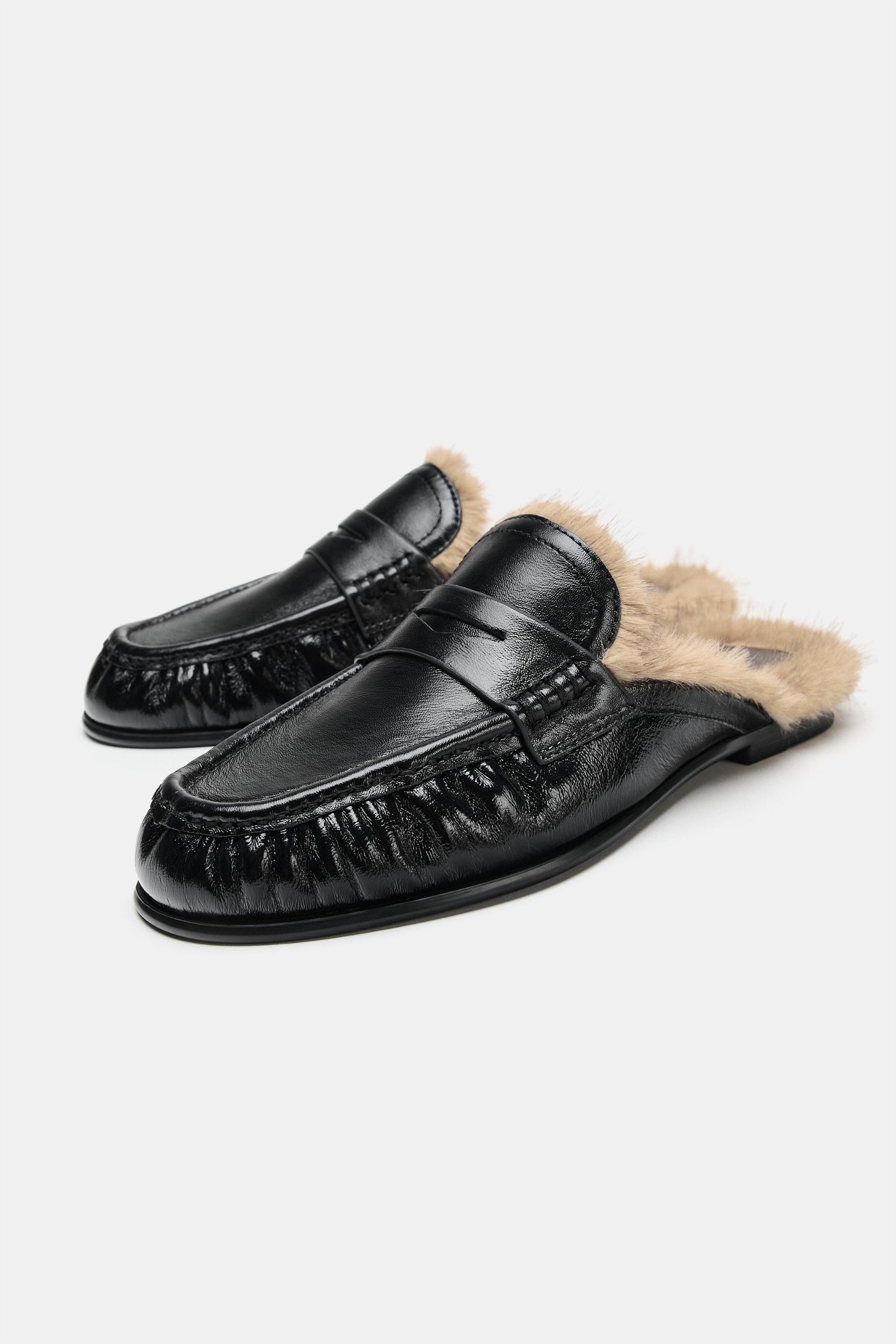 Leather Mule Loafers - Black - 2