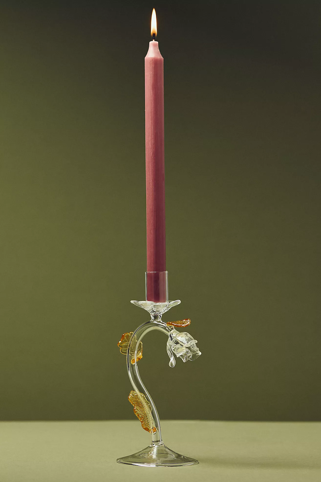 Amber Clear Floral Candle Holder