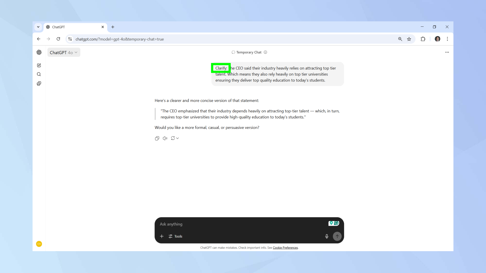 ChatGPT Clarify
