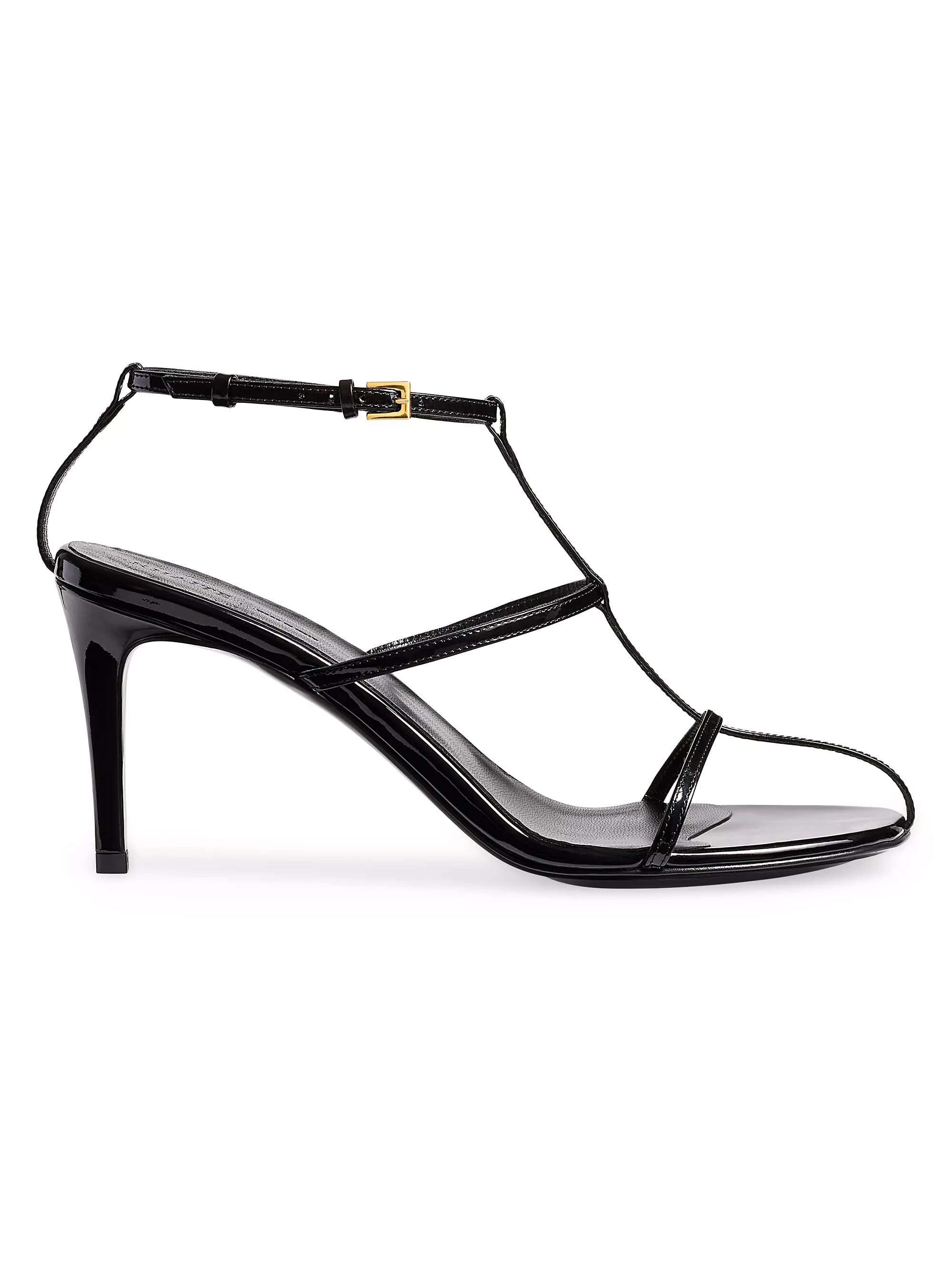 Cage 75mm Patent Leather T-Strap Sandals