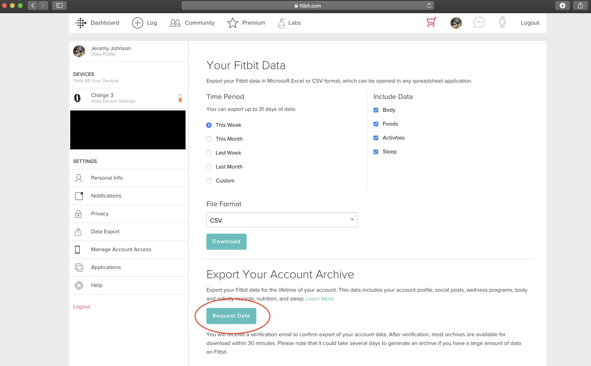 Fitbit web export 3
