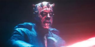 Darth Maul showing off his lightsaber in Solo: A Star Wars Story