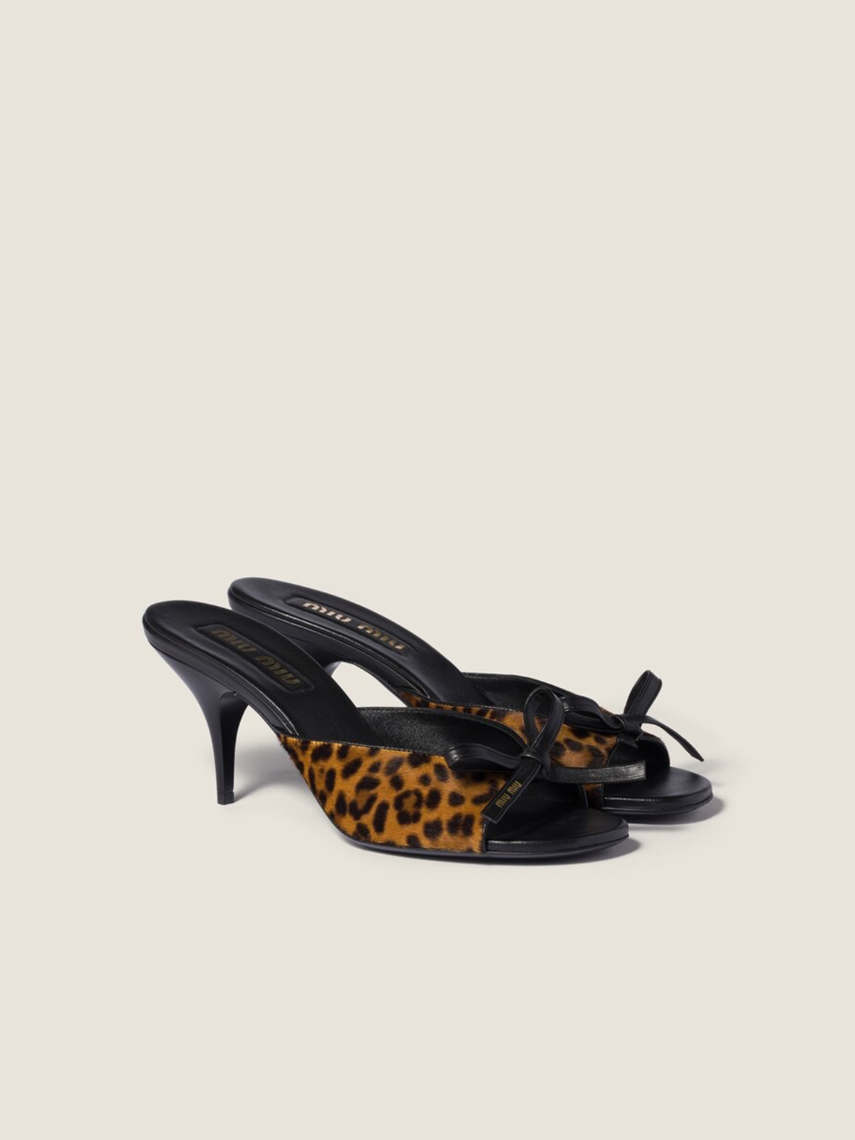 Printed Leather Sandals With Bow