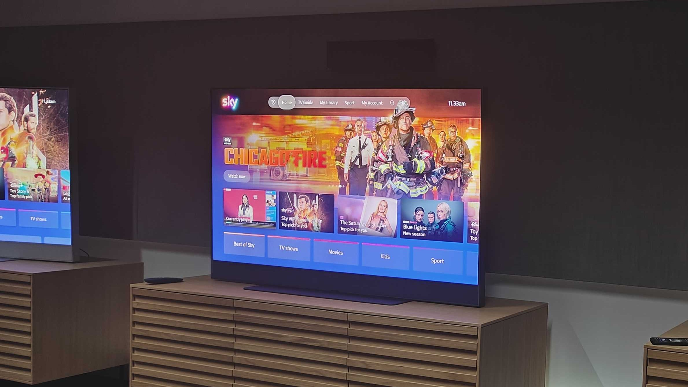 Sky's new OS featuring the redesigned home bar