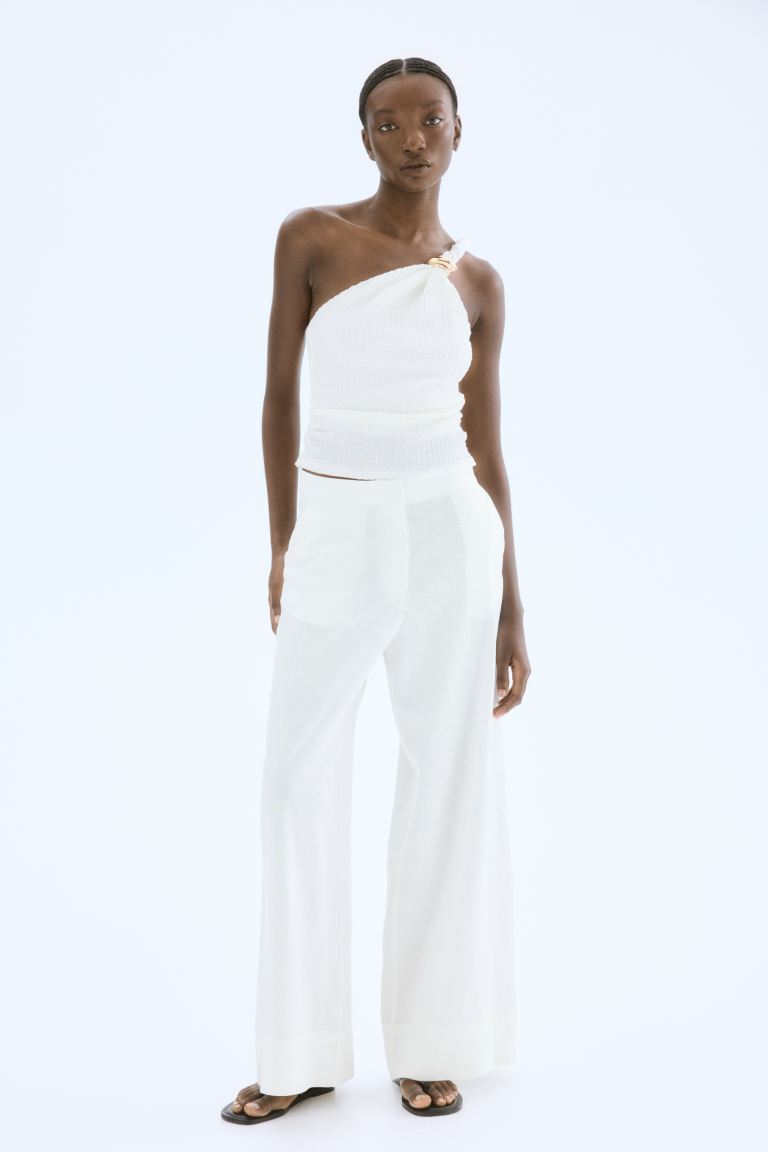 Wide Linen-Blend Trousers