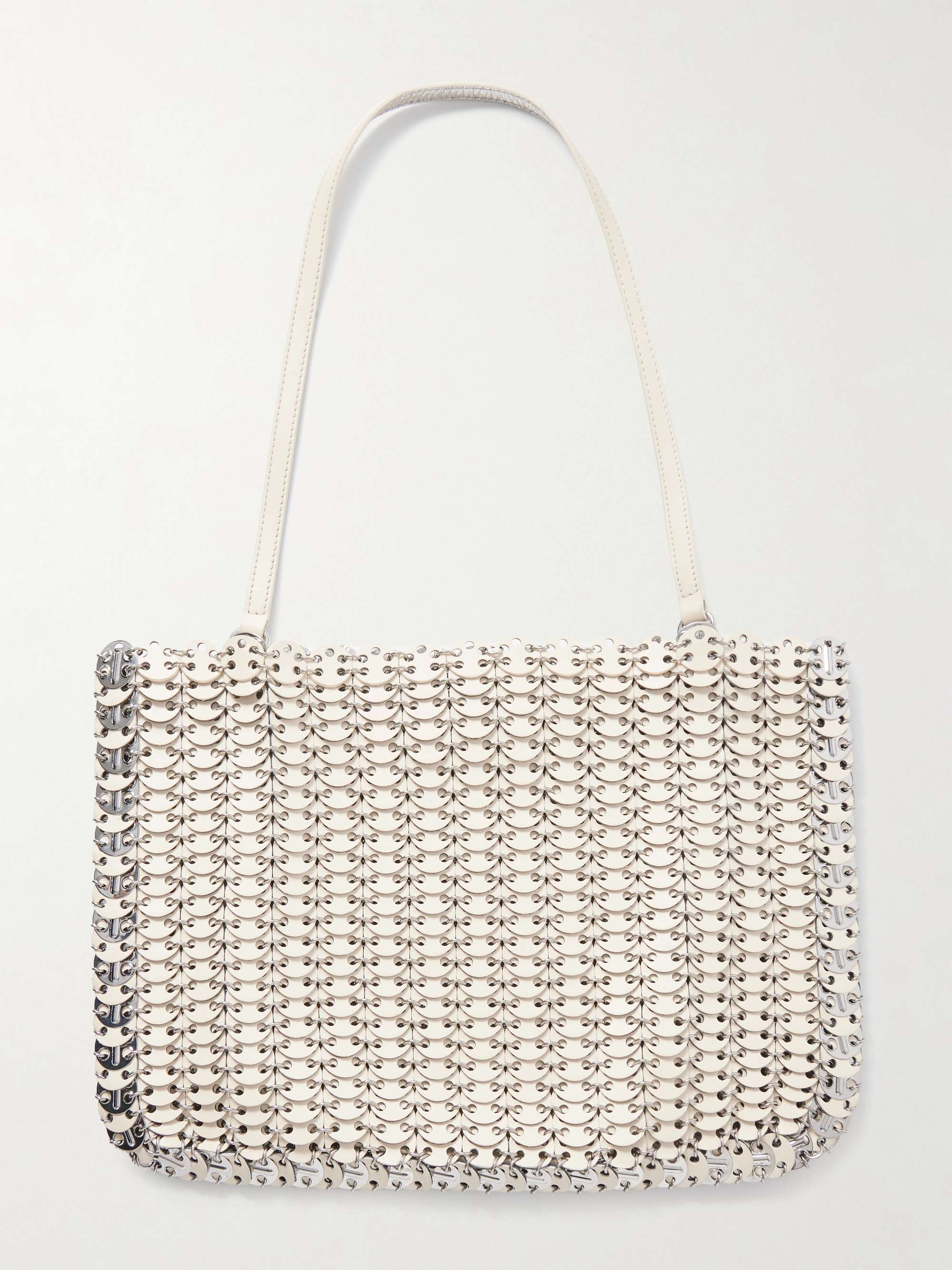 Reversible Chainmail-Embellished Leather Shoulder Bag