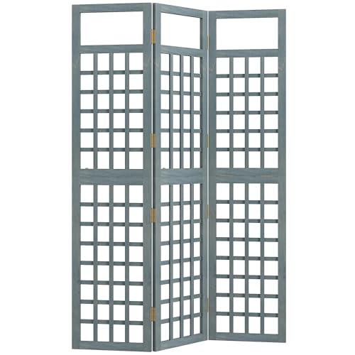 Outsunny 3-Panel Garden Privacy Screen, Freestanding Foldable Wooden Outdoor Divider/trellis, Decorative Privacy Screen for Garden Patio, 120 X 170 Cm, Grey