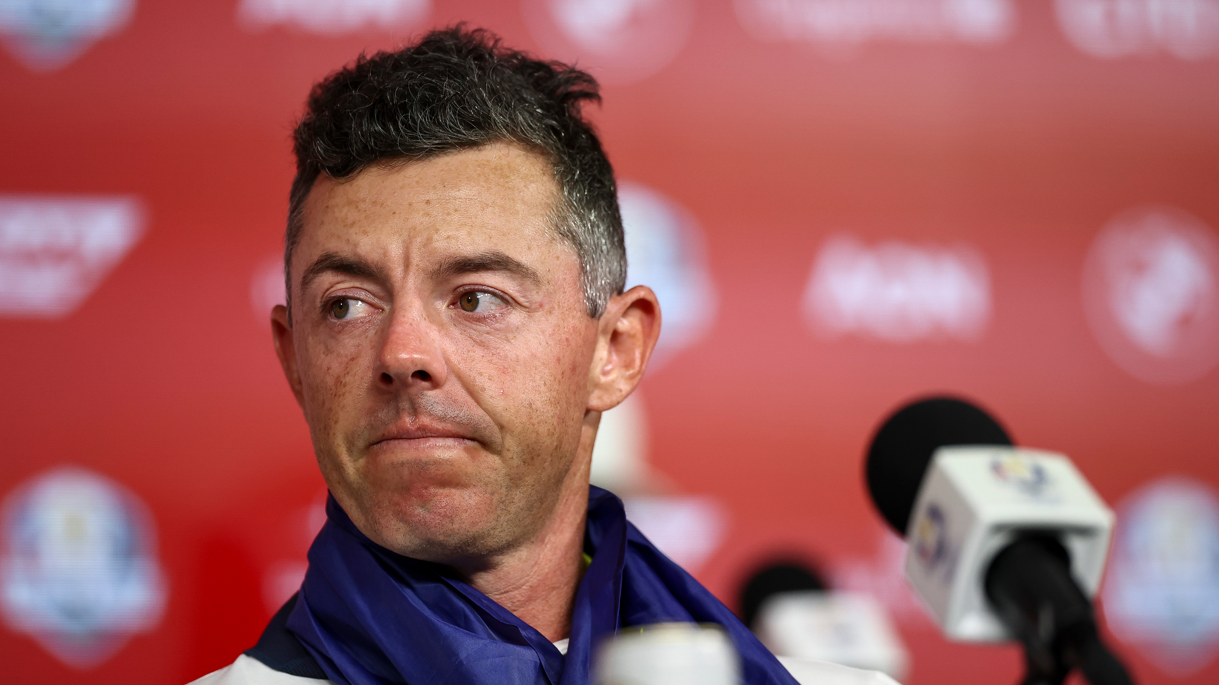 Rory McIlroy during the 2025 Ryder Cup winning press conference