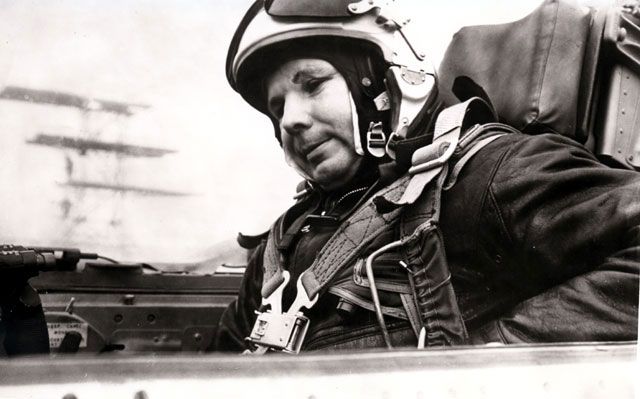 In 1968, cosmonaut Yuri Gagarin trained for another space mission, but was killed in a plane crash before doing so. Here, Gagarin is shown just before that flight in a photo released by the Russian aerospace firm RSC Energia.