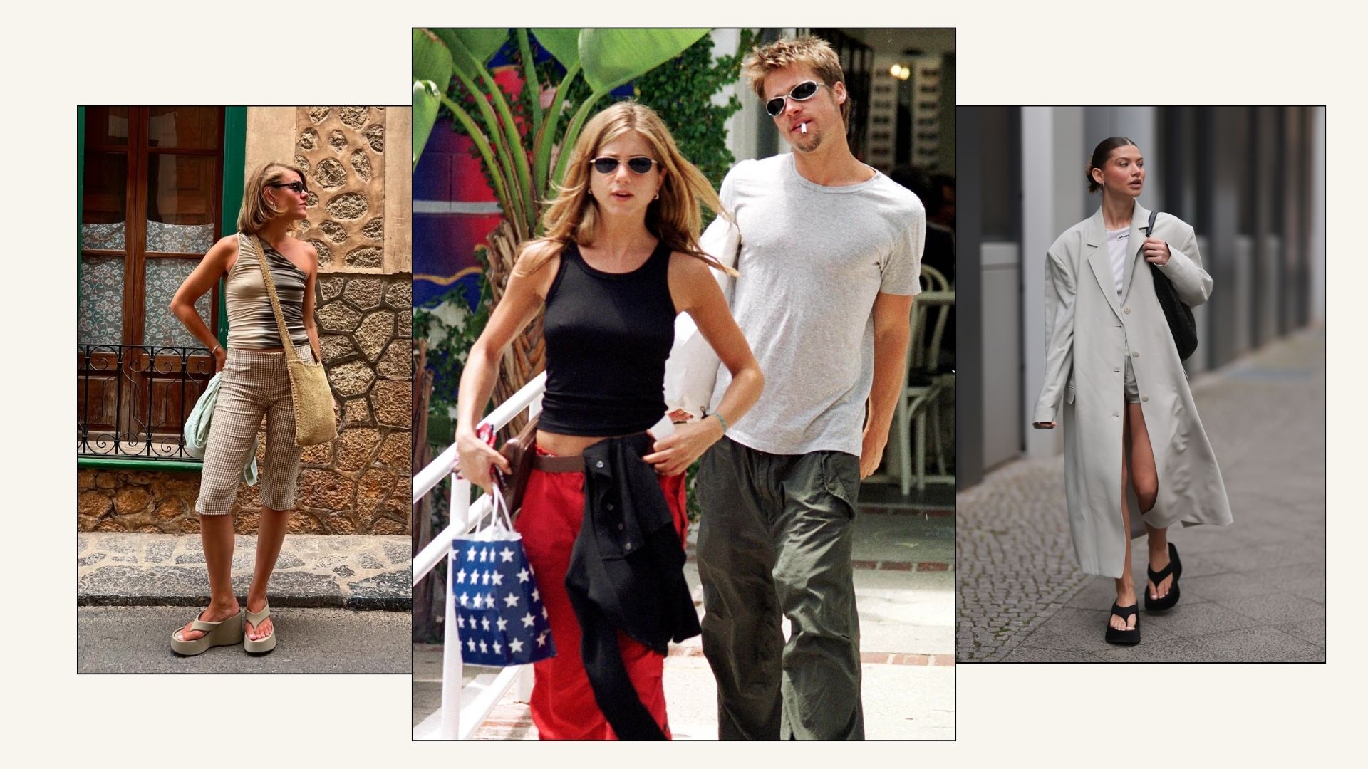 Influencers and Jennifer Aniston style the platform flip-flop trend.